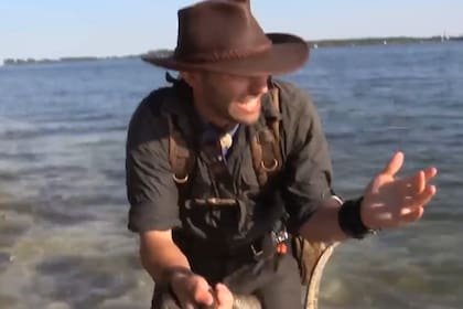 El hombre fue mordido por la especie y la filmación causó conmoción (Captura video)