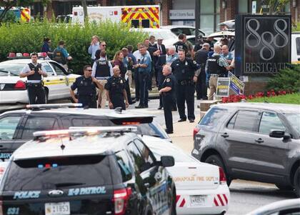 La escena de la masacre, ayer, en Annapolis