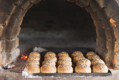 El horno externo donde cocinan panes, entre otras delicias