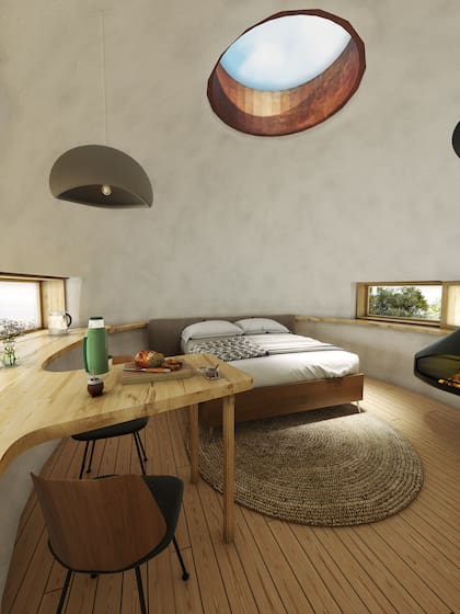 El hospedaje con forma de huevo de dragón imaginado por De Estrada -que permitirá alojar a dos o tres personas-