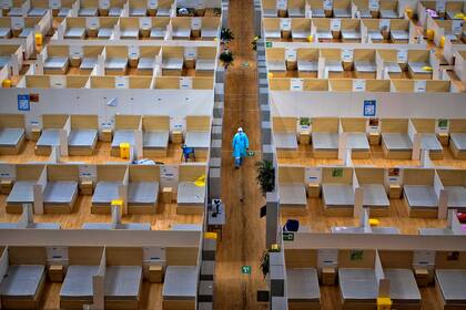 El hospital de campaña de Wuhan que fue cerrado esta semana debido a la baja de casos de coronavirus