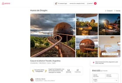 El Huevo de Dragón en AirBnb, donde tiene 5 estrellas de calificaciones