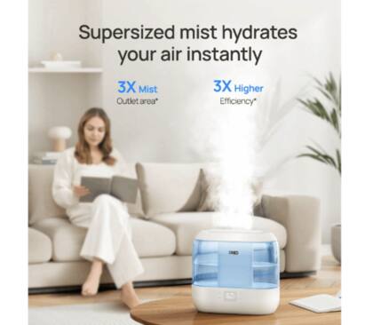 El humidificador Dreo de 4 litros tiene un tanque espacioso que puede funcionar hasta 32 horas (Walmart)