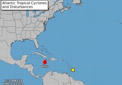 El huracán Beryl llegó a ser de categoría cinco