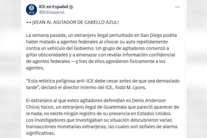 El ICE denuncia un enfrentamiento de personas que defendían a un migrante detenido en San Diego
