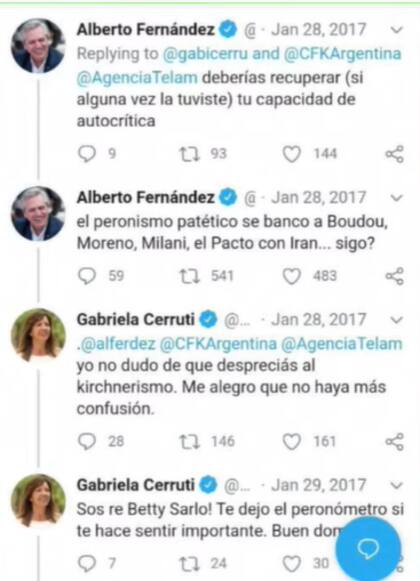 El ida y vuelta entre Alberto Fernández y Gabriela Cerruti en 2017