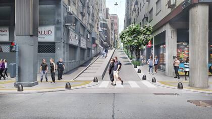 El impacto de esta renovación se traducirá en un aumento de 22% en superficie para los peatones, 406 m2 de superficie verde, plantación de árboles, e instalación de nuevas farolas, cestos de basura y bancos, para mejorar la seguridad, el ambiente y la movilidad de esa porción de la ciudad (Gentileza Gobierno de la Ciudad)