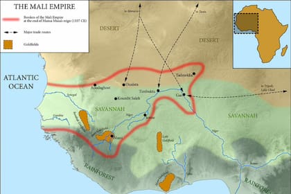 El Imperio Malí abarcaba lo que en la actualidad es, Senegal, Gambia, Mauritania, Guinea, Malí, Níger, Chad, Burkina Faso y Nigeria