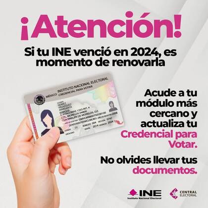 El INE anunció que en este año se deben renovar todas las credenciales para votar que vencieron en 2024 (Facebook/INE México)