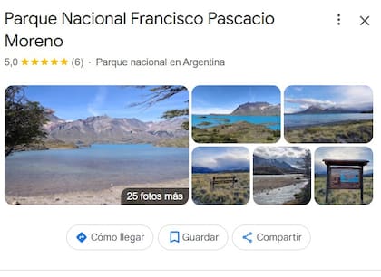 El inexistente "Parque Nacional Francisco Pascacio Moreno", presente en google maps.