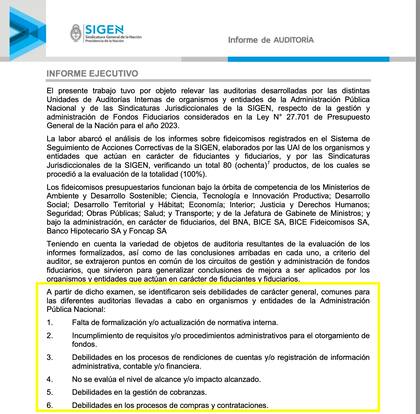El informe de la Sigen de ALBERTO FERNANDEZ
