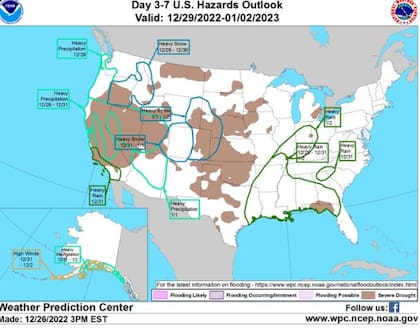 El informe del NWS estima que la humedad se moverá hacia el sur de EE.UU.
