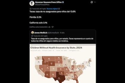 El informe indicó que California pasó de 3,2% en 2023 a 3,1% en 2024 en la proporción de menores sin seguro médico; el Estado Dorado se mantuvo entre los niveles más bajos del país norteamericano en ese indicador