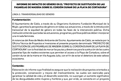 El informe sobre la sustitución de las pasarelas de Cádiz, con perspectiva de género