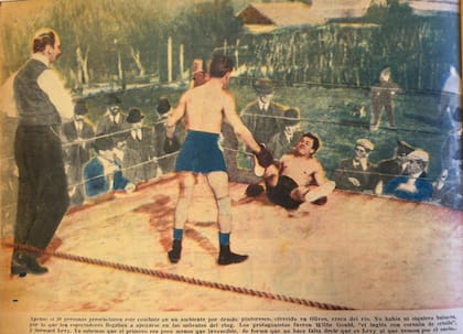 El inglés Willie Gould observa la caída de su rival, Stewart Levy