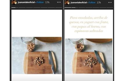 El ingrediente que más aprecia Juana Viale a la hora de cocinar. Imagen: Instagram