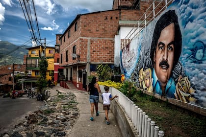 El ingreso al barrio Pablo Escobar, en Medellín