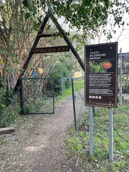 El ingreso al vivero "Don Juan Larrosa", el primero de plantas nativas del sistema de Parques Nacionales.