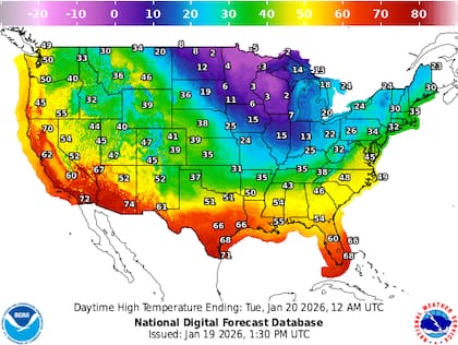 El ingreso de un frente frío ártico marca un descenso de las temperaturas en el territorio estadounidense