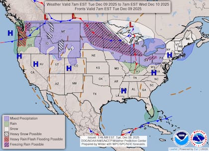El intenso río atmosférico que avanza sobre el Pacífico Noroeste descargará lluvias copiosas en el litoral, mientras que en las zonas montañosas del norte de Wyoming se esperan acumulaciones significativas que podrían superar el pie de nieve nueva
