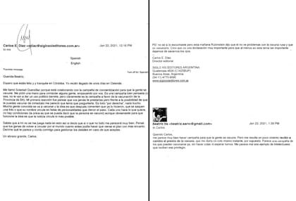 El intercambio de correos entre Beatriz Sarlo y el editor Carlos Díaz
