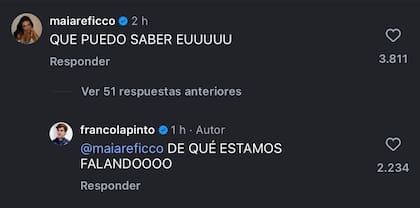 El intercambio de mensajes en el posteo de Franco Colapinto