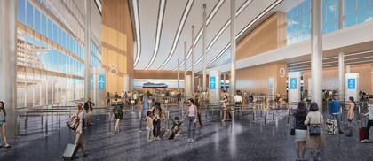 El interior de la terminal destaca por su diseño funcional y moderno, preparado para recibir a miles de pasajeros por día