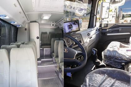 El interior de los vehículos para trasladar extranjeros