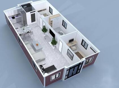 El interior de una de las casas prefabricadas que Amazon vende por menos de 40.000 dólares: En este caso es la prefabricada genérica móvil expandible de plástico (Amazon.com)