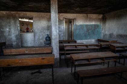 El interior de una escuela abandonada en Puerto Príncipe