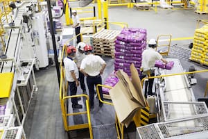 El interior de una fábrica de alimentos para felinos.