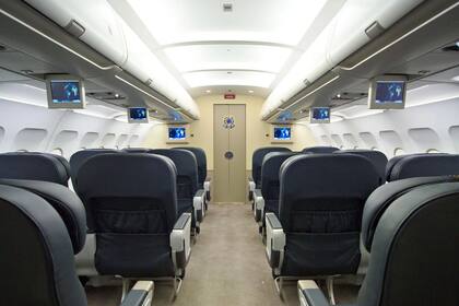 El interior del avión presidencial que transportó a Luiz Lula da Silva y su comitiva a México