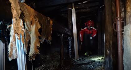 El interior del búnker, con cueros de animales