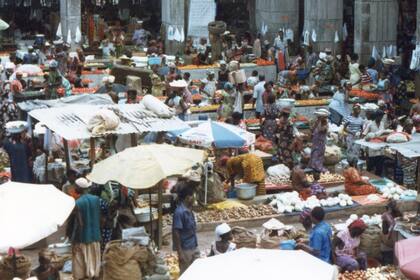 El interior del gran mercado.