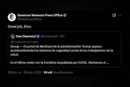 El irónico mensaje de Gavin Newsom a Elon Musk por medio de su cuenta de X