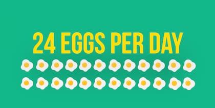 El joven consumió 24 huevos por día