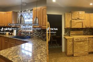 El joven cubrió con mantequilla de maní todos los muebles y los electrodomésticos de la cocina