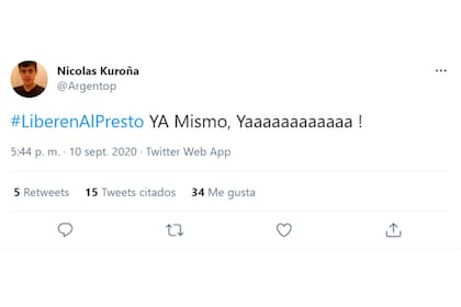 El joven pidió la liberación del Presto