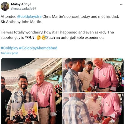 El joven que llevó a pasear a Chris Martin por Mombay en moto también conoció a su padre, Anthony