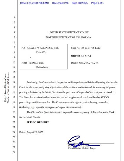 El juez federal pausa su decisión sobre el TPS de venezolanos hasta que el Noveno Circuito de Apelaciones se expida sobre un recurso en esa instancia