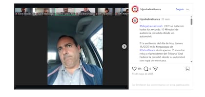 El juez Sebastián presidió una de las audiencias desde su auto por problemas de conectividad y fue criticado