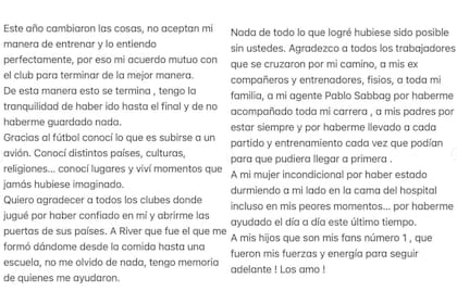 El jugador explicó detalladamente los motivos de su retiro