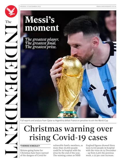 "El jugador más grande, la final más grande, el premio más grande", en la tapa del diario inglés The Independent