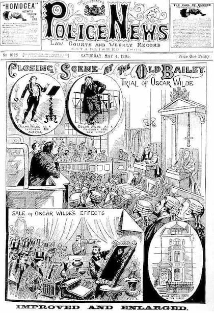 El juicio a Wilde en la tapa de The Illustrated Police News. Fuente: Wikipedia