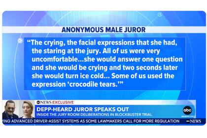 El jurado consideró que las lágrimas de Amber Heard eran "de cocodrilo"