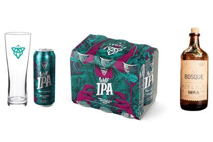 El kit cumpleañero de Temple incluye un pack con seis latas de la cerveza de la casa a elección, un vaso y un gin artesanal