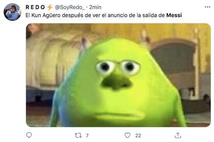"El Kun Agüero después de ver el anuncio de la salida de Messi"