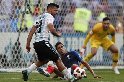 El Kun Agüero, en el partido de octavos de final ante Francia