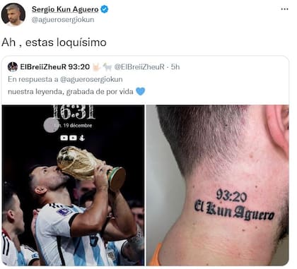 El Kun Agüero se sorprendió por el tatuaje de un fanatico