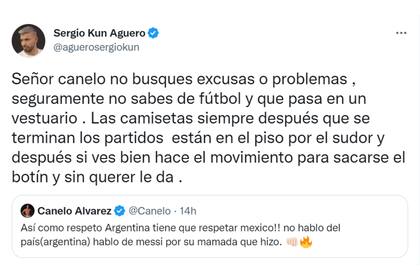 El Kun Agüero también cruzó a Canelo para defender a Lionel Messi
